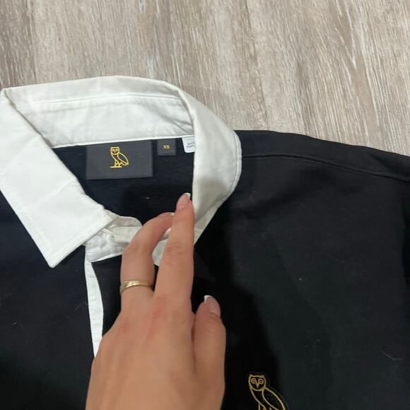 October's Very Own Black Collared Crew Neck Sweater XS OVO - Picture 3 of 5